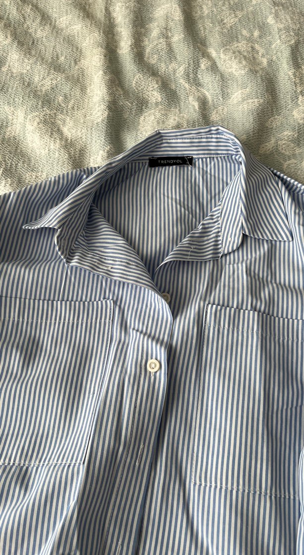 milla çizgili oversize gömlek - Görsel 2