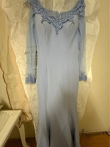 Bebe mavisi uzun balık model abiye - Görsel 6