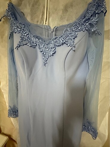 Bebe mavisi uzun balık model abiye - Görsel 5