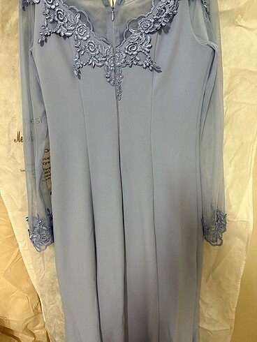 Bebe mavisi uzun balık model abiye - Görsel 7