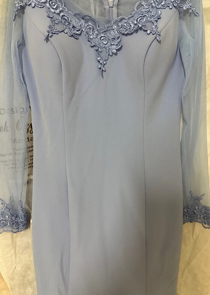 Bebe mavisi uzun balık model abiye - Görsel 4