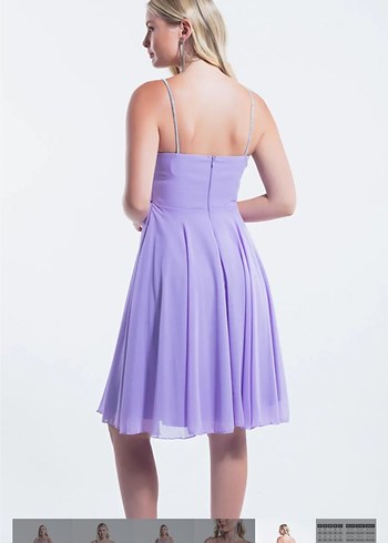 Mor Drapeli Mini Abiye Elbise - Görsel 4