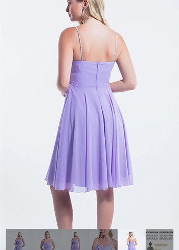 Mor Drapeli Mini Abiye Elbise - Görsel 3