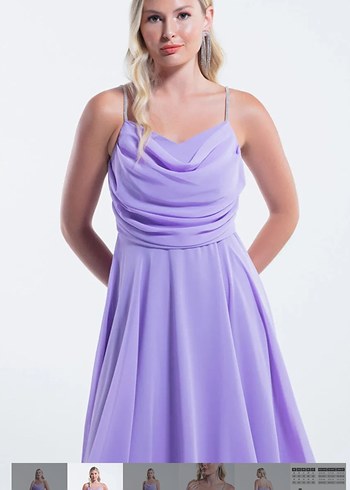 Mor Drapeli Mini Abiye Elbise - Görsel 5