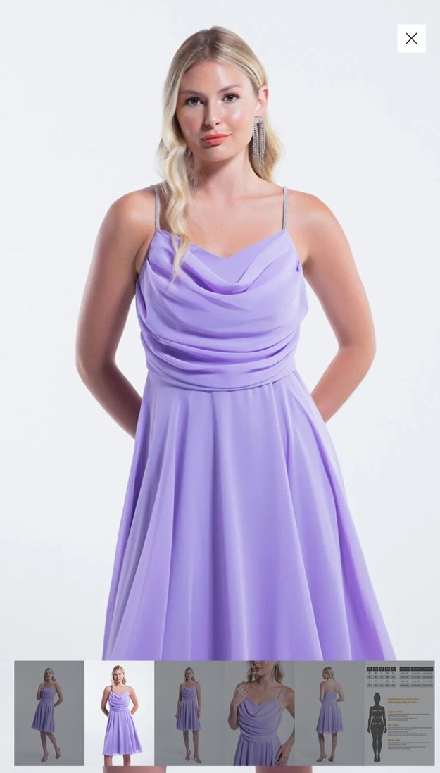 Mor Drapeli Mini Abiye Elbise - Görsel 5