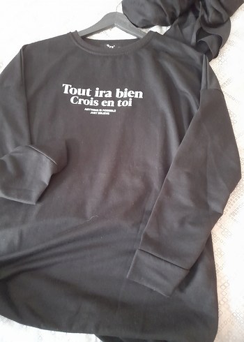 Diğer Motivasyonlu Siyah Bisiklet Yaka Sweatshirt