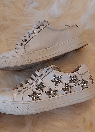 Hakiki deri beyaz sneakers 