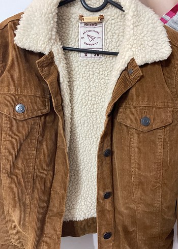 PullandBear-Kadın Kahverengi Kadife Düğmeli Ceket - Görsel 4