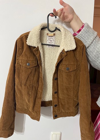 PullandBear-Kadın Kahverengi Kadife Düğmeli Ceket - Görsel 2