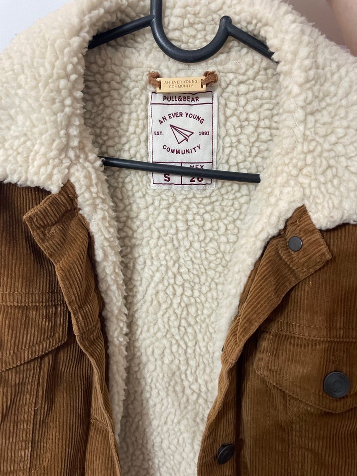 PullandBear-Kadın Kahverengi Kadife Düğmeli Ceket - Görsel 3