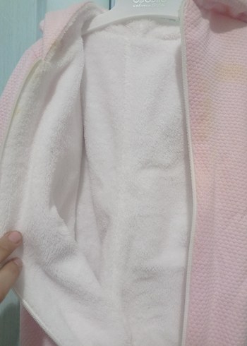 Kapüşonlu Pembe Bebek Tulumu - Görsel 3