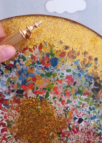 epoksi  Desenli Çok Renkli epoksi Bohem Tepsi - Görsel 5