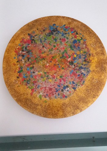 epoksi  Desenli Çok Renkli epoksi Bohem Tepsi - Görsel 2