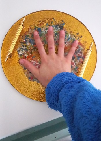 epoksi  Desenli Çok Renkli epoksi Bohem Tepsi - Görsel 4