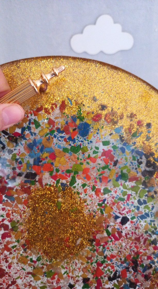 epoksi  Desenli Çok Renkli epoksi Bohem Tepsi - Görsel 5