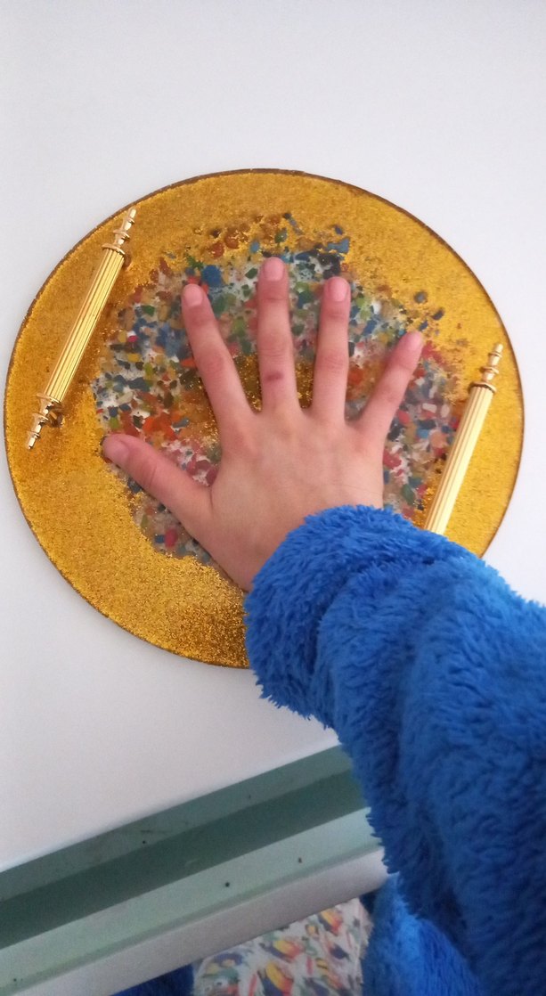 epoksi  Desenli Çok Renkli epoksi Bohem Tepsi - Görsel 4