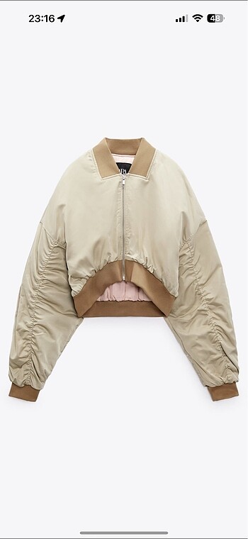 Zara Saten Bomber Crop Ceket