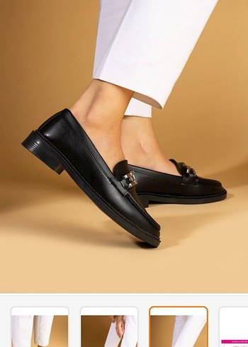 39 Beden Kadın Siyah Deri Tokalı Loafer