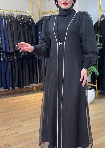organze kumaş taşlı abaya
