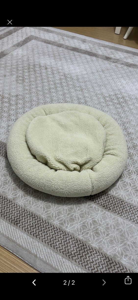 Beyaz Kedi Yatağı Yuvarlak Tasarım - Görsel 2