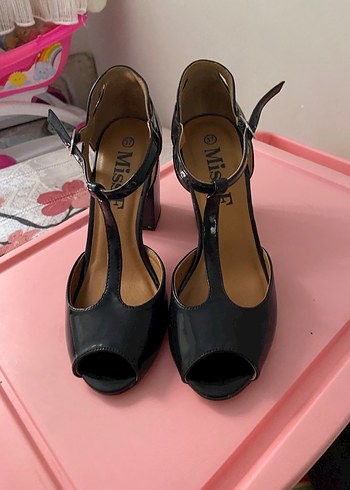 Siyah Tokalı Blok Topuklu Kadın Abiye Ayakkabı - Görsel 5