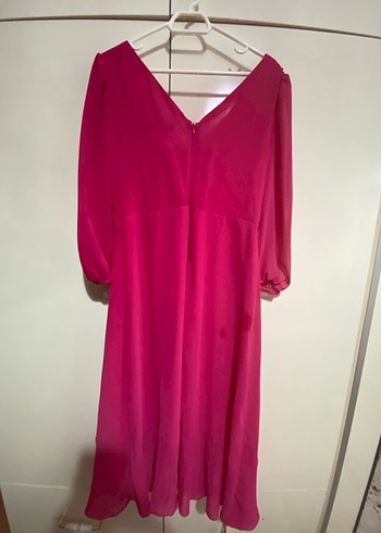 Pembe V Yaka Uzun Abiye Elbise - Görsel 5