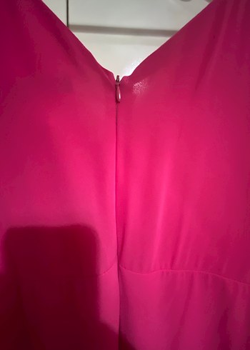 Pembe V Yaka Uzun Abiye Elbise - Görsel 4