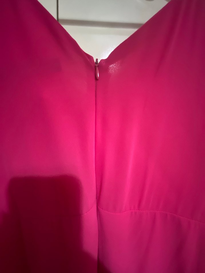 Pembe V Yaka Uzun Abiye Elbise - Görsel 4