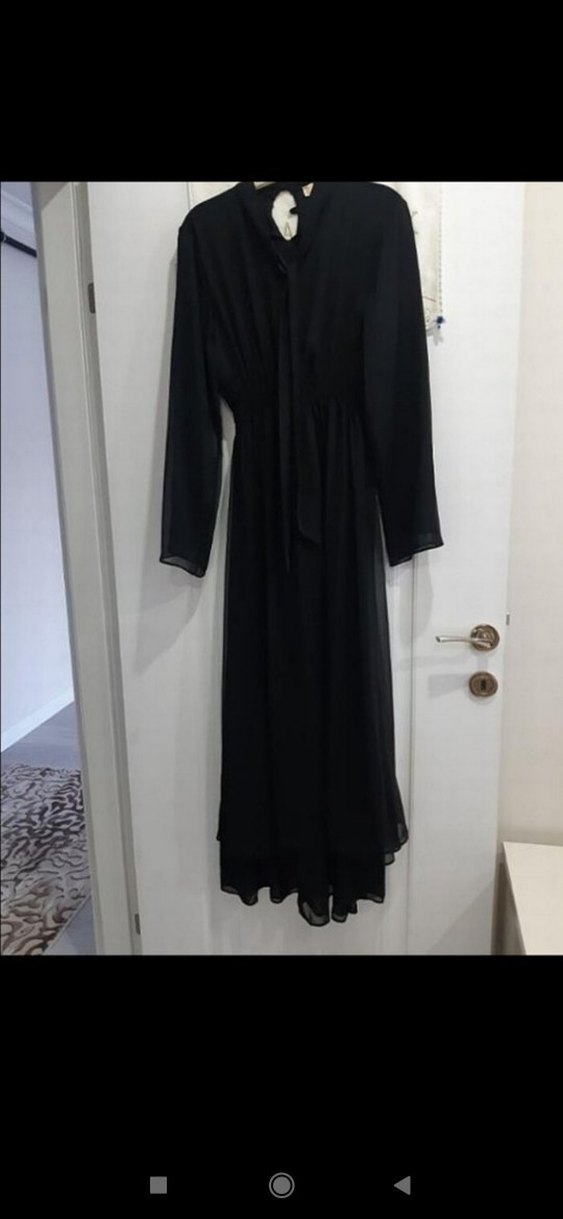 Siyah Uzun Kollu Gotik Uzun Elbise - Görsel 3