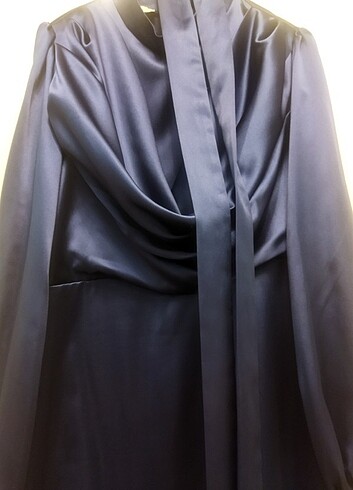 Sözde 1 kez sözde giyildi saten onu büzgülü beli seyar kemerli - Görsel 7