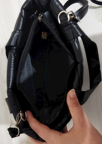 Siyah Deri Kadın Omuz Çantası - Görsel 3