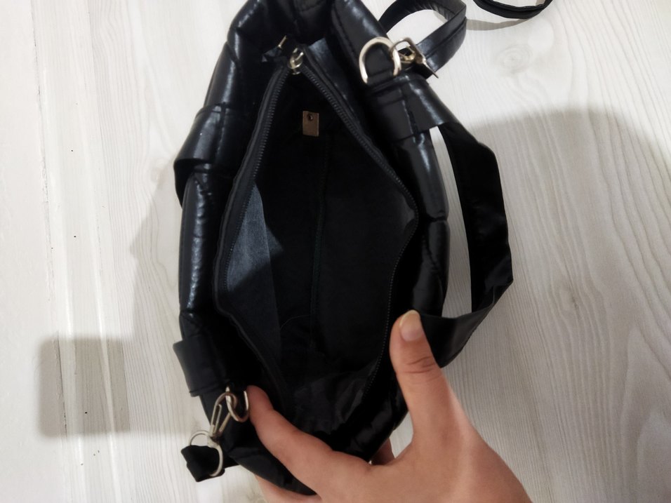 Siyah Deri Kadın Omuz Çantası - Görsel 3
