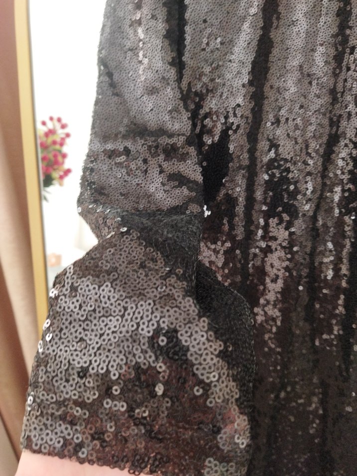 Kadın Siyah Parlak Uzun Elbise - Görsel 3