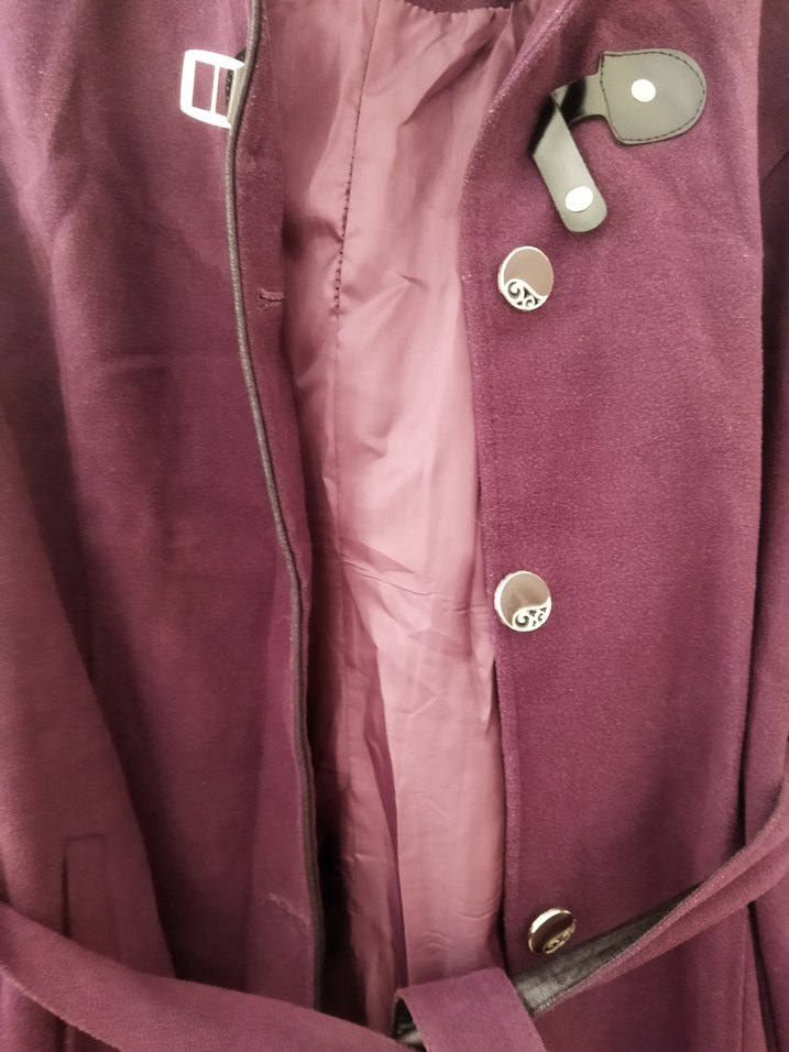 Kemerli Mor Kadın Kaban - Görsel 3