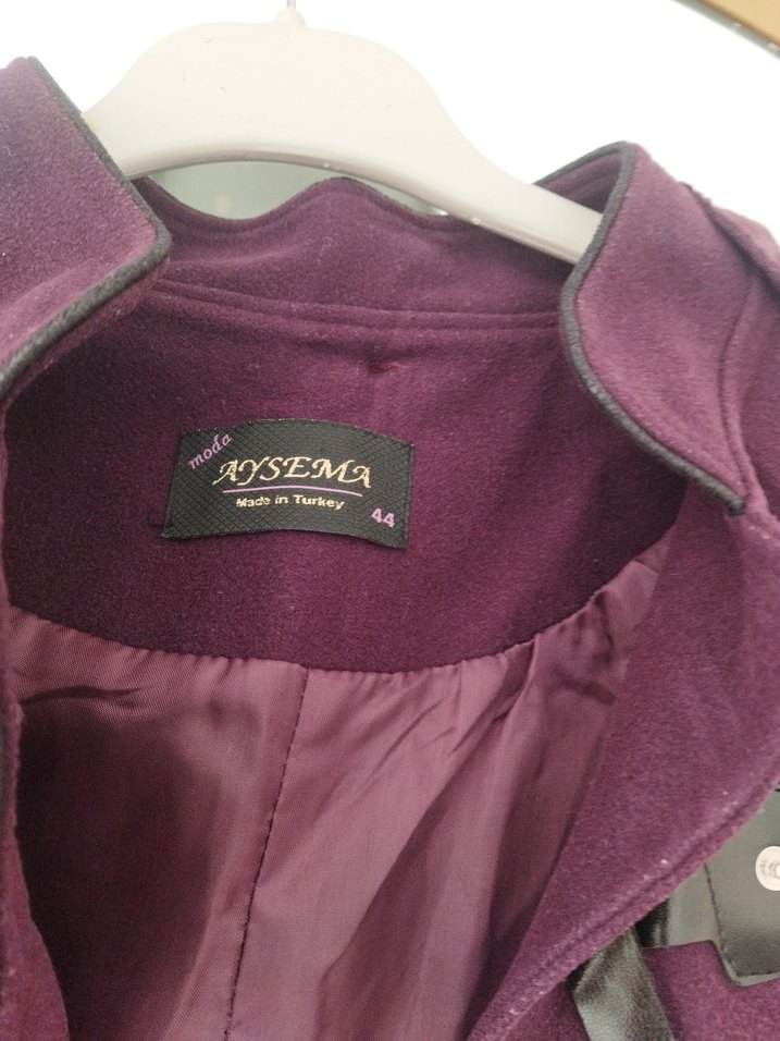 Kemerli Mor Kadın Kaban - Görsel 2