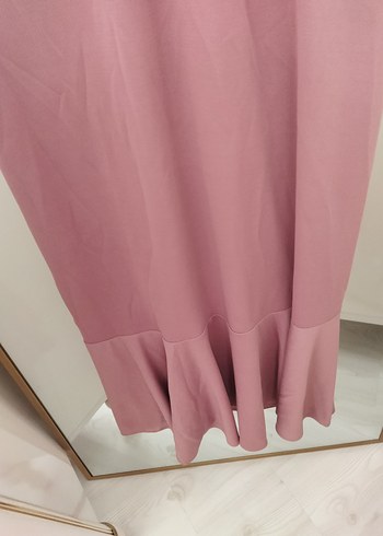 Pembe Uzun Kollu Drapeli Kadın Elbise - Görsel 3