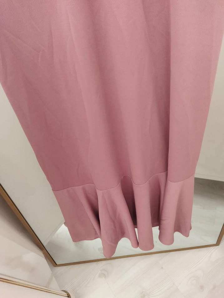 Pembe Uzun Kollu Drapeli Kadın Elbise - Görsel 3