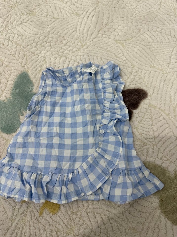 Mavi Ekose Bebek Önlüğü - Görsel 2