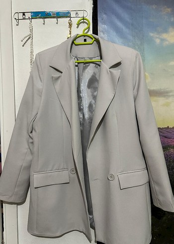 Diğer Düğmeli Gri Kadın Blazer Ceket