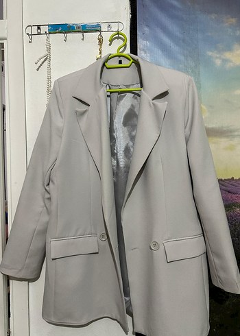 Düğmeli Gri Kadın Blazer Ceket