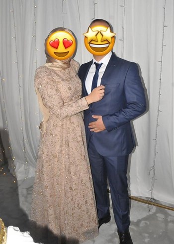 Diğer Payetli Uzun Kollu Altın Renk Sade Abiye