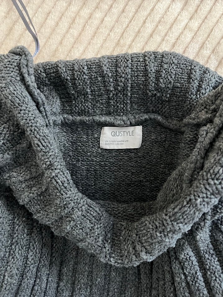 Gri Askılı Örgü Straplez Kazak - Görsel 4