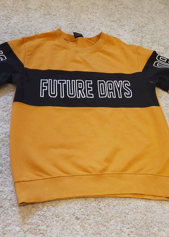 Sarı Gri Baskılı Erkek Sweatshirt