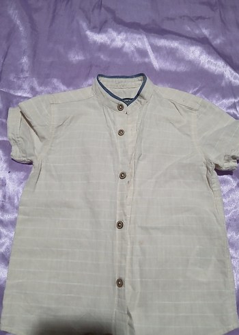 Erkek Çocuk Beyaz Kısa Kollu Pamuklu Gömlek - Görsel 2