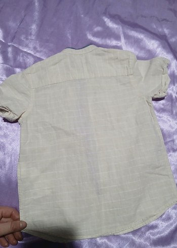 Erkek Çocuk Beyaz Kısa Kollu Pamuklu Gömlek - Görsel 4