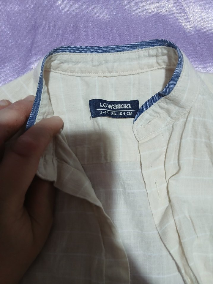 Erkek Çocuk Beyaz Kısa Kollu Pamuklu Gömlek - Görsel 3