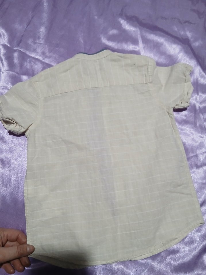 Erkek Çocuk Beyaz Kısa Kollu Pamuklu Gömlek - Görsel 4