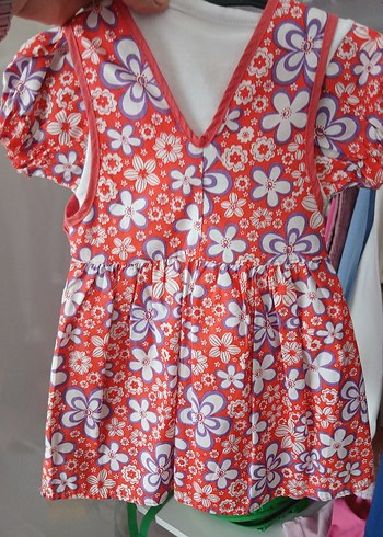 Kız Çocuk Renkli Çiçekli Kısa Kollu Elbise - Görsel 2