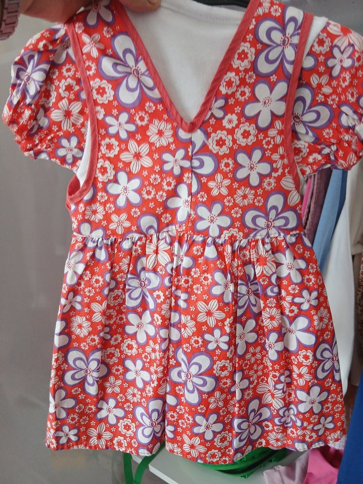 Kız Çocuk Renkli Çiçekli Kısa Kollu Elbise - Görsel 2