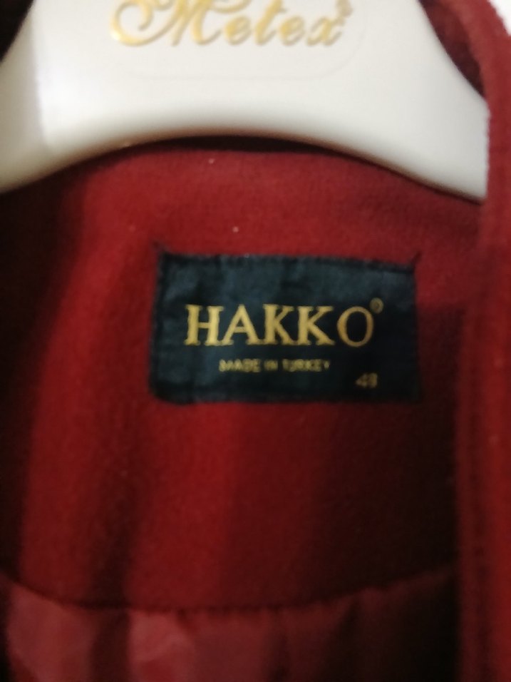 Düğmeli Bordo Kaşe Kadın Kaban - Görsel 5